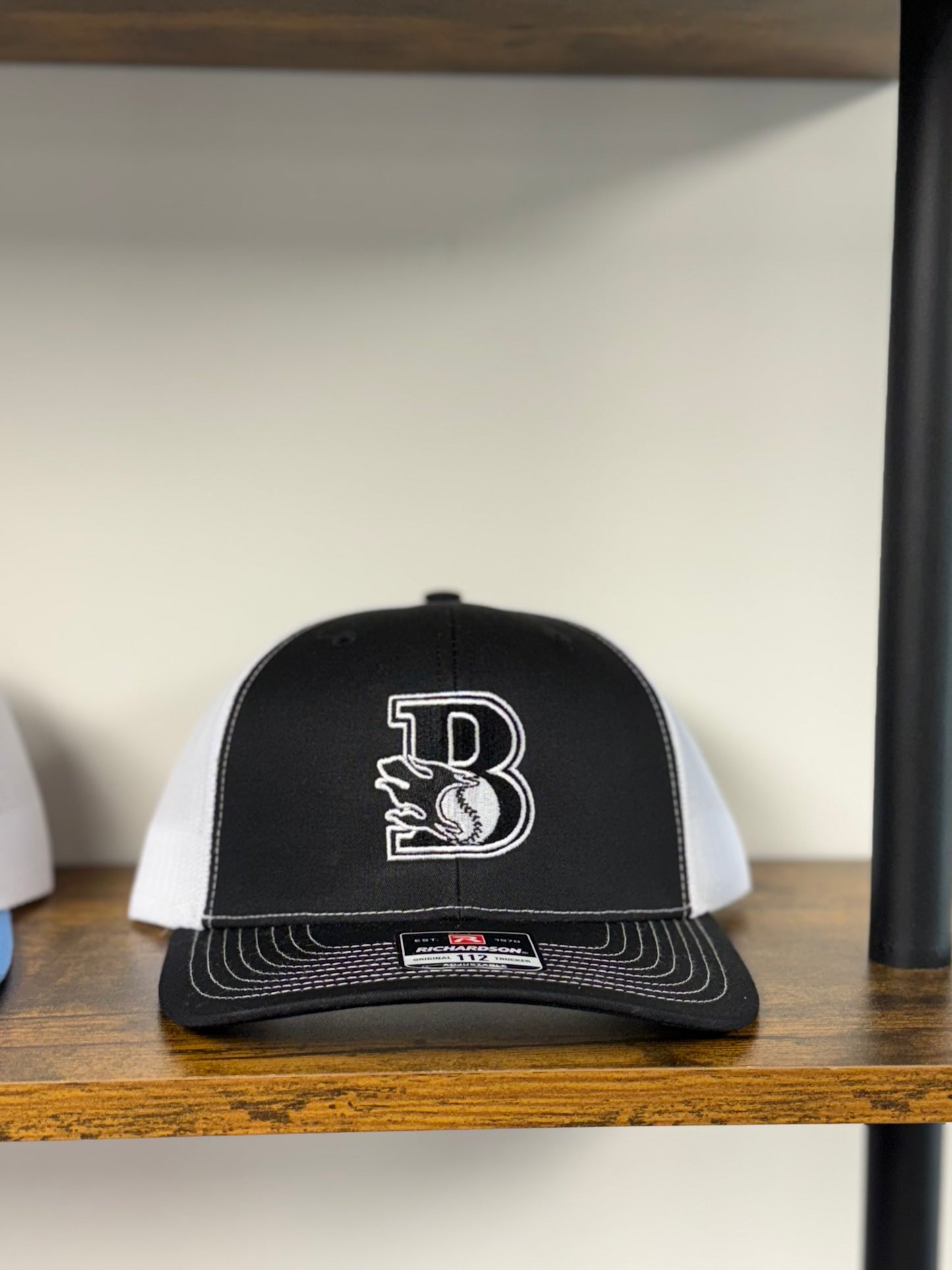 Richardson 112 Adjustable Trucker Hat - Black & White B Logo