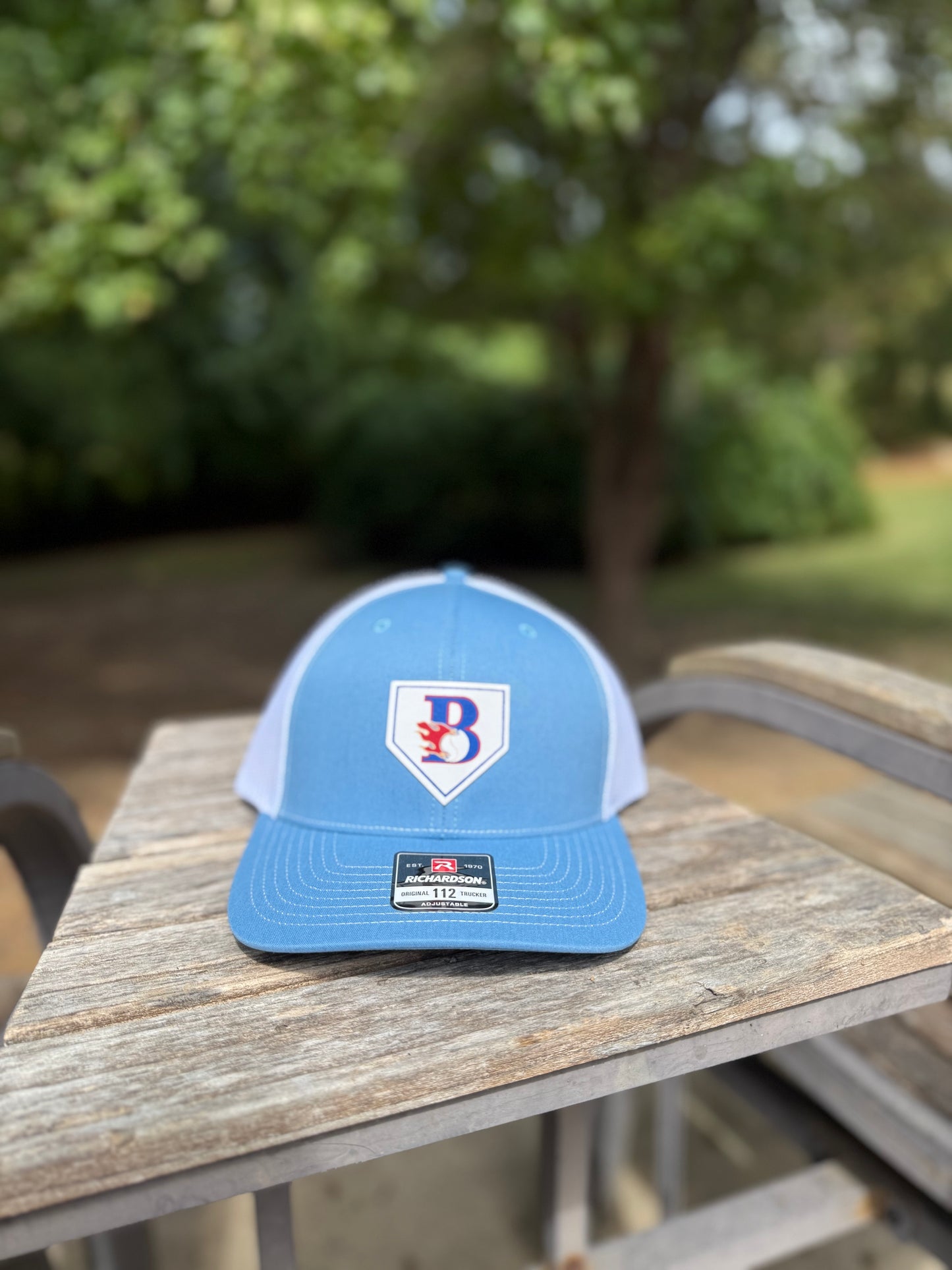 Richardson 112 Adjustable Trucker Hat - Columbia with Black Home plate Logo