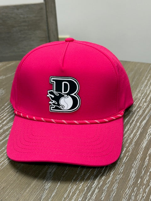 Adjustable Rope Hat - Hot Pink with Black and White B Logo