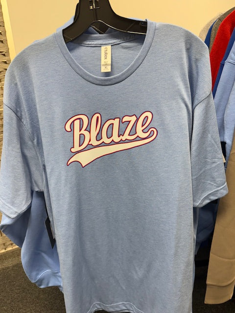 Heathered Columbia Blue Tshirt with Blaze Logo