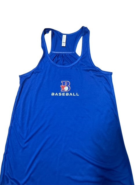 Ladies Bella Canvas Racerback flowing Tank - Blaze Baseball Logo