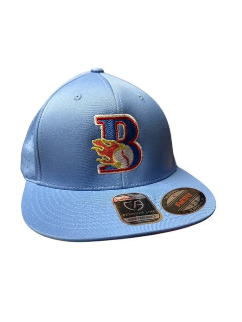 Columbia Blue Flex Fit hat with B Logo