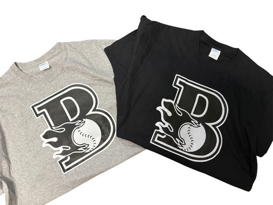 Unisex Port and Company oversized Logo Cotton Tshirt - Black and White